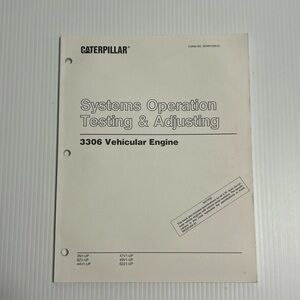 CAT Caterpillar System Operation Testing Adjusting 3306 Vehicular Engine Guide